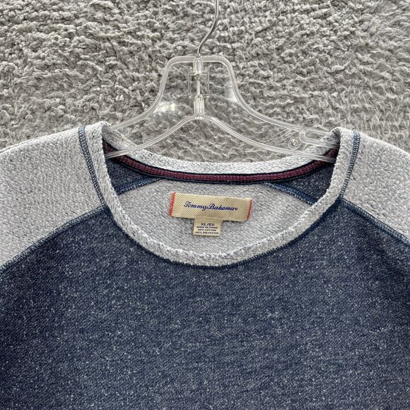 Tommy Bahama Sweatshirt Mens XL Blue Gray Colorblock Relaxed Logo Pullover - Picture 3 of 12